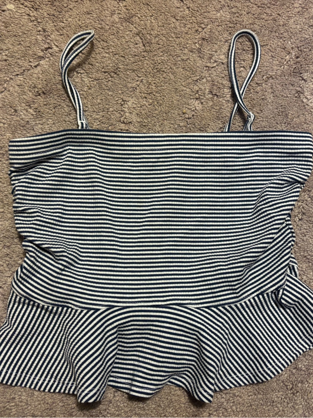 American Eagle Striped Navy and White Top